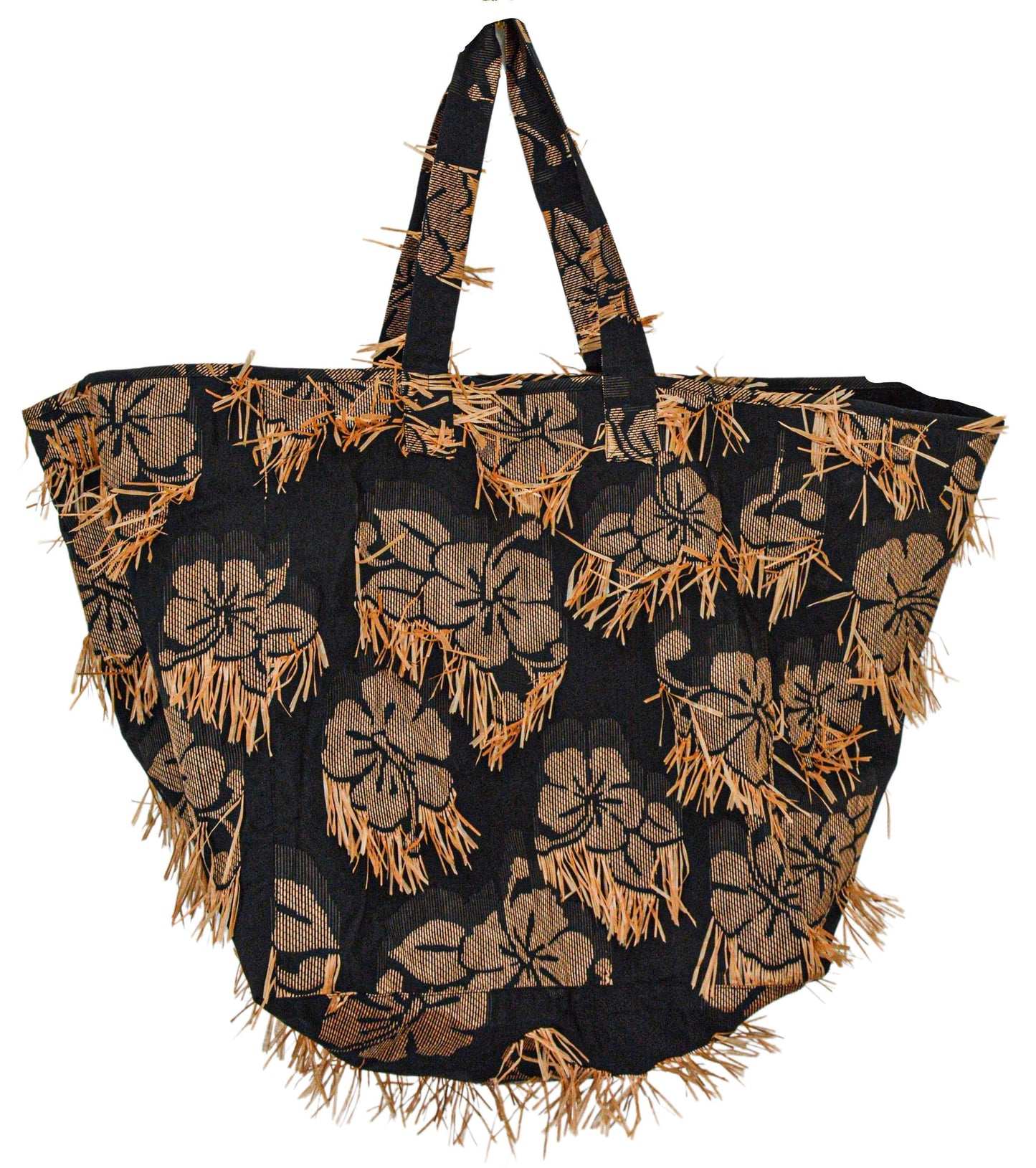 La DoubleJ Jacquard Hibiscus Raffia Tote Bag