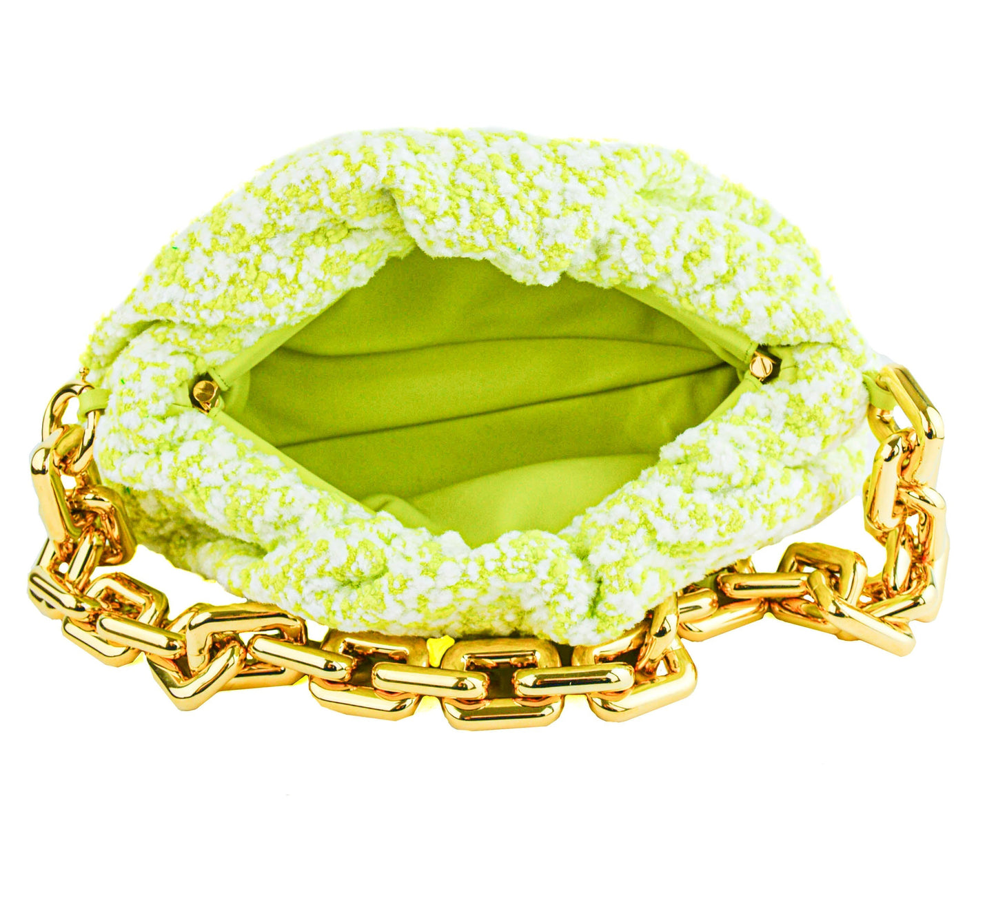 Bottega Veneta Chain Pouch Bag in Seagrass/White