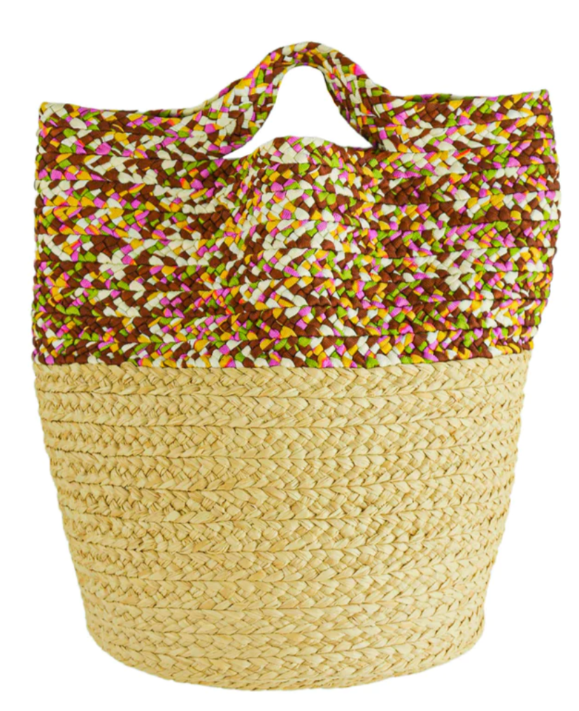 La DoubleJ Sunbathing Raffia Pouch in Diamonds Giallo