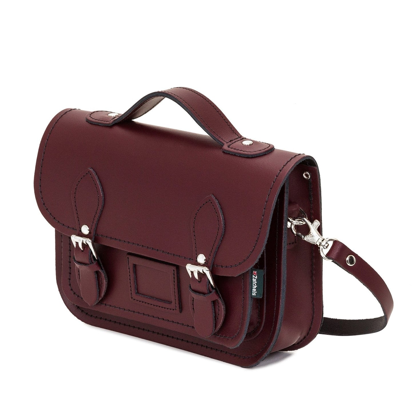 Leather Midi Satchel - Marsala Red